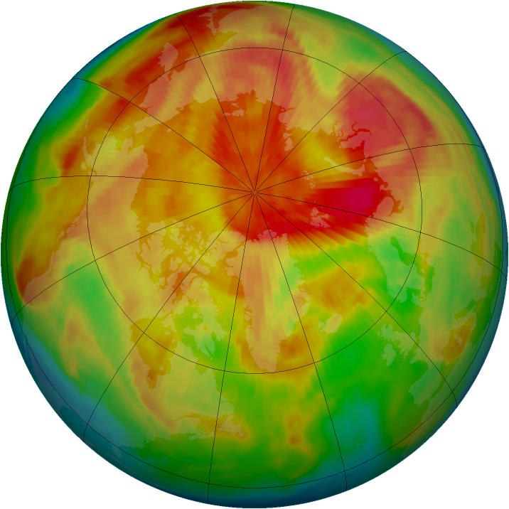 Arctic ozone map for 08 April 1999